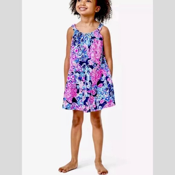 Lilly Pulitzer Other - Lilly Pulitzer Toddler Girls Pink Blue Turtle Print Mini Loro Swing Dress  20374